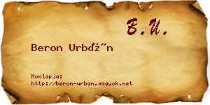 Beron Urbán névjegykártya